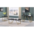 3pc Black Wood Coffee Table Set with Gold Painted Legs
