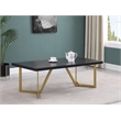 Black Wood Coffee Table with Gold Painted Legs
