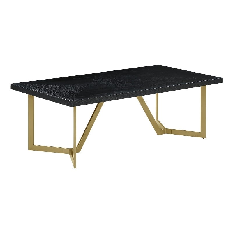 Black Wood Coffee Table with Gold Painted Legs