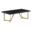 Black Wood Coffee Table with Gold Painted Legs
