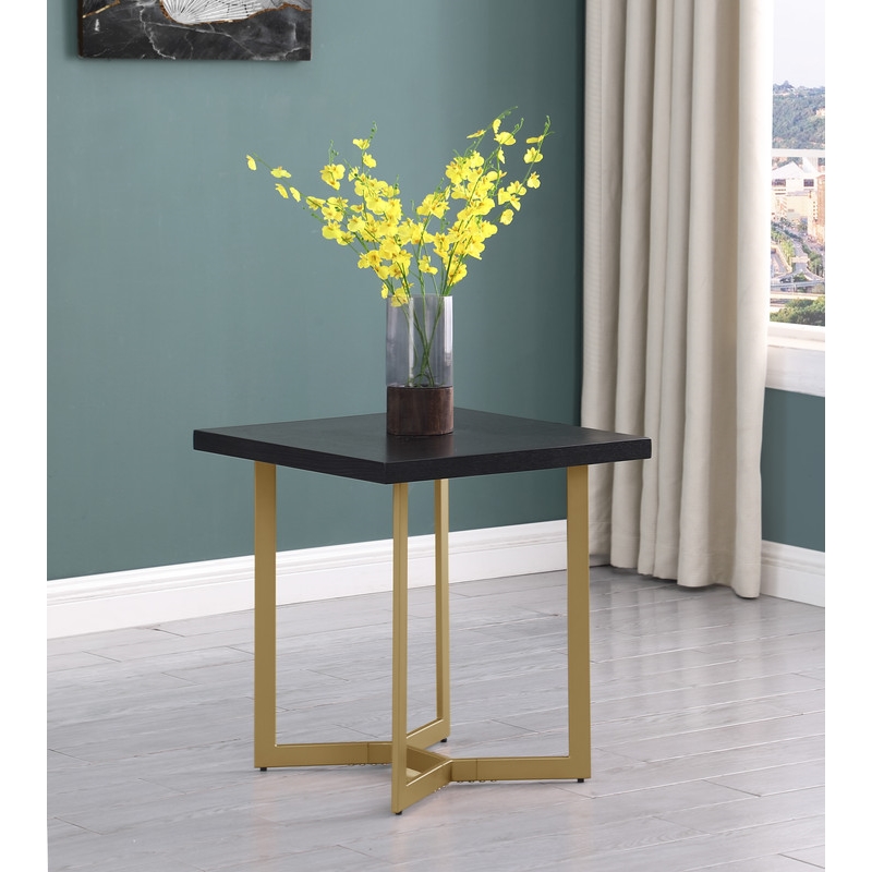 Black Wood Sofa End Table with Gold Painted Legs Cymax Business