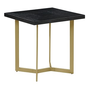 Black Wood Sofa End Table with Gold Painted Legs
