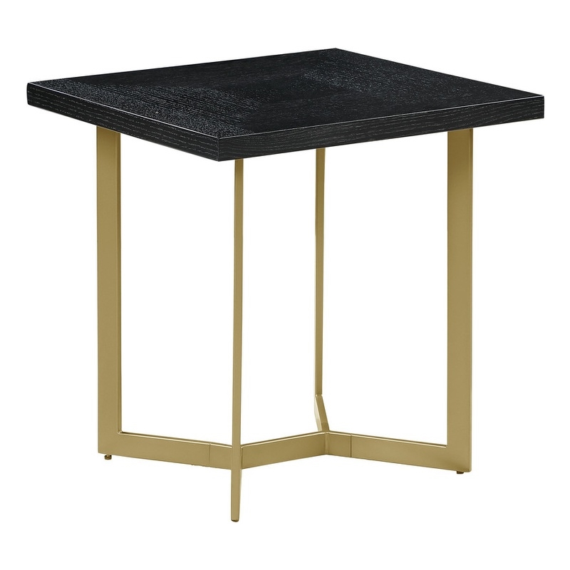 Black Wood Sofa End Table with Gold Painted Legs Cymax Business