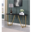 Contemporary Black Wood Console Table with Gold Painted Legs