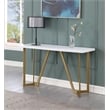 Contemporary White Wood Console Table with Gold Painted Legs