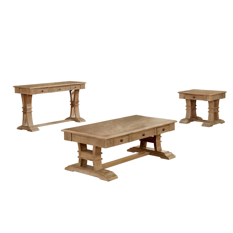 Traditional Natural Wood with Rustic Finish End Table with Drawer