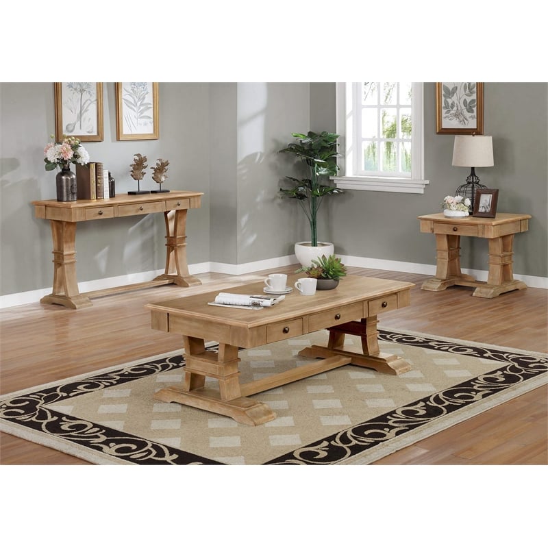 Traditional Natural Wood with Rustic Finish End Table with Drawer