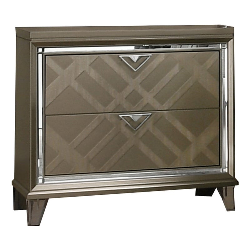 Majestic Gold Wood 2 Drawer Nightstand with Clear Acrylic Legs