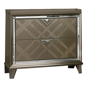 Majestic Gold Wood 2 Drawer Nightstand with Clear Acrylic Legs