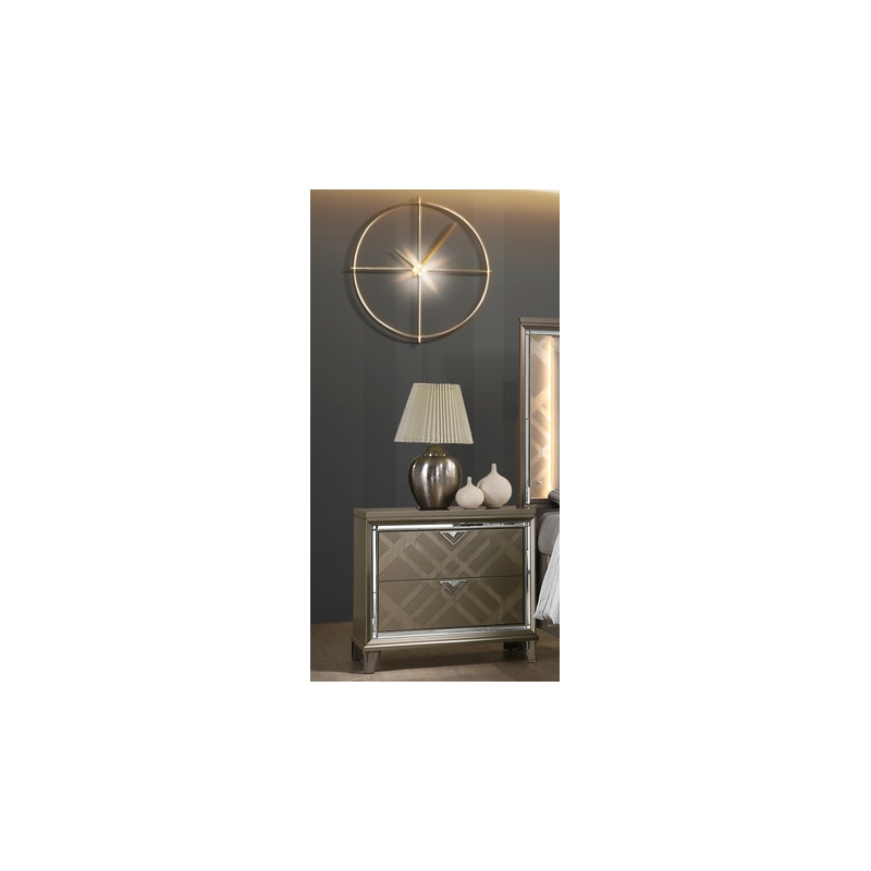 Majestic Gold Wood 2 Drawer Nightstand with Clear Acrylic Legs