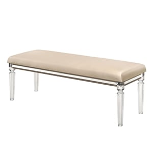 Majestic Gold Fabric Upholstered 54&quot Bedside Bench with Clear Acrylic Legs