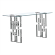 Modern Console Table with 10mm Clear Tempered Glass and Silver Stainless Steel