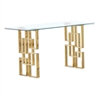 Modern Console Table with 10mm Clear Tempered Glass and Gold Stainless Steel