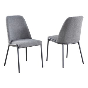 Set of 2 Polar Fleece Fabric Side Chairs in Dark Gray with Iron Gray Legs