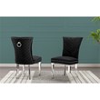 Set of 2 Black Velvet Upholstered Side Chairs with Stainless Steel Legs and Ring