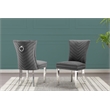 Set of 2 Dark Gray Velvet Upholstered Chairs with Stainless Steel Legs