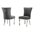 Set of 2 Dark Gray Velvet Upholstered Chairs with Stainless Steel Legs