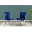 Set of 2 Navy Blue Velvet Upholstered Chairs with Stainless Steel Legs