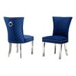 Set of 2 Navy Blue Velvet Upholstered Chairs with Stainless Steel Legs