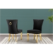 Set of 2 Black Velvet Upholstered Chairs with Gold Stainless Steel Legs