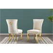 Set of 2 Cream Velvet Upholstered Chairs with Gold Stainless Steel Legs