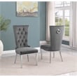 Dark Gray Velvet Upholstered Side Chairs with Stainless Steel Set of 2