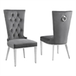 Dark Gray Velvet Upholstered Side Chairs with Stainless Steel Set of 2