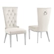 Cream Velvet Upholstered Side Chairs with Stainless Steel Set of 2