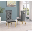 Dark Gray Velvet Upholstered Side Chairs with Gold Stainless Steel Set of 2