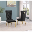 Black Velvet Upholstered Side Chairs with Gold Stainless Steel Set of 2