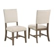 5pc Brown Oak Wood Dining Set with 4 Beige Linen Upholstered Chairs