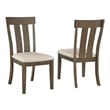 6pc Brown Oak Wood Dining Set with Beige Linen Upholstered Chairs and Bench