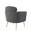 Gray Faux Fur Fabric Accent Leisure Chair with Pillow Rest and Gold Chrome Legs