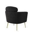 Black Faux Fur Fabric Accent Leisure Chair with Pillow Rest and Gold Chrome Legs