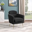 Black Faux Fur Fabric Accent Leisure Chair with Pillow Rest and Gold Chrome Legs