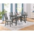 Rustic Gray Wood 5 piece Dining Set with Gray Linen Upholstered Chairs