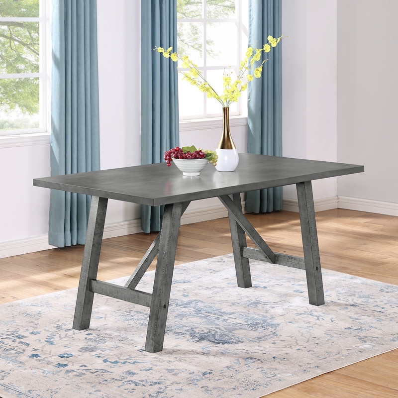 Rustic Gray Wood Fixed Dining Table 36 x 60 in Standard Height
