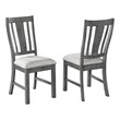 Rustic Gray Wood Linen Upholstered Dining Side Chairs Set of 2
