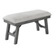 Rustic Gray Wood Linen Upholstered Dining Bench Seats up to 2