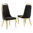 Best Quality Furniture Gold Chrome Side Chairs Set of 2 in Black Velvet