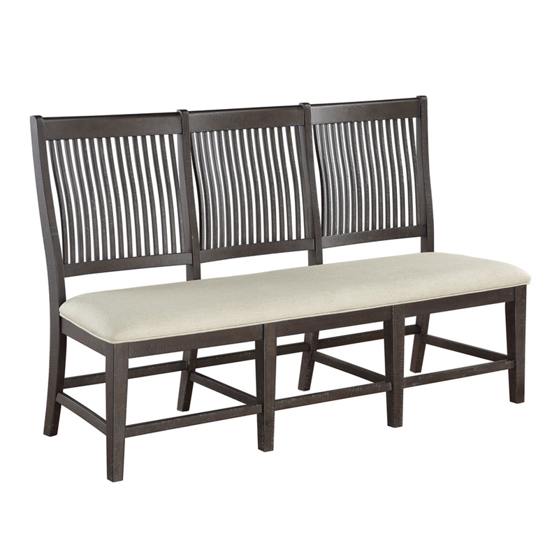 Best Quality Rustic Brown Wood 7pc Dining Set with Beige Chairs and Bench