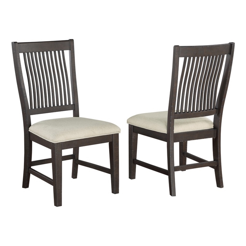 Best Quality Rustic Brown Wood Dining Chairs with Beige Upholstery Set of 2