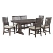 Best Quality Rustic Brown Wood 6pc Dining Set with Beige Chairs and Bench