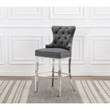 Best Quality Furniture Set of 2 Bar Stools Dark Gray Velvet w Stainless Steel