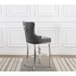 Best Quality Furniture Set of 2 Bar Stools Dark Gray Velvet w Stainless Steel