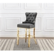 Best Quality Set of 2 Bar Stools Dark Gray Velvet w Gold Stainless Steel