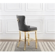Best Quality Set of 2 Bar Stools Dark Gray Velvet w Gold Stainless Steel