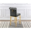 Best Quality Set of 2 Bar Stools Dark Gray Velvet w Gold Stainless Steel