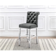 Best Quality Furniture Set of 2 Bar Stools Dark Gray Velvet w Stainless Steel
