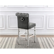 Best Quality Furniture Set of 2 Bar Stools Dark Gray Velvet w Stainless Steel